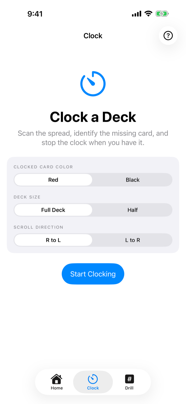 DeckClocker clock practice settings